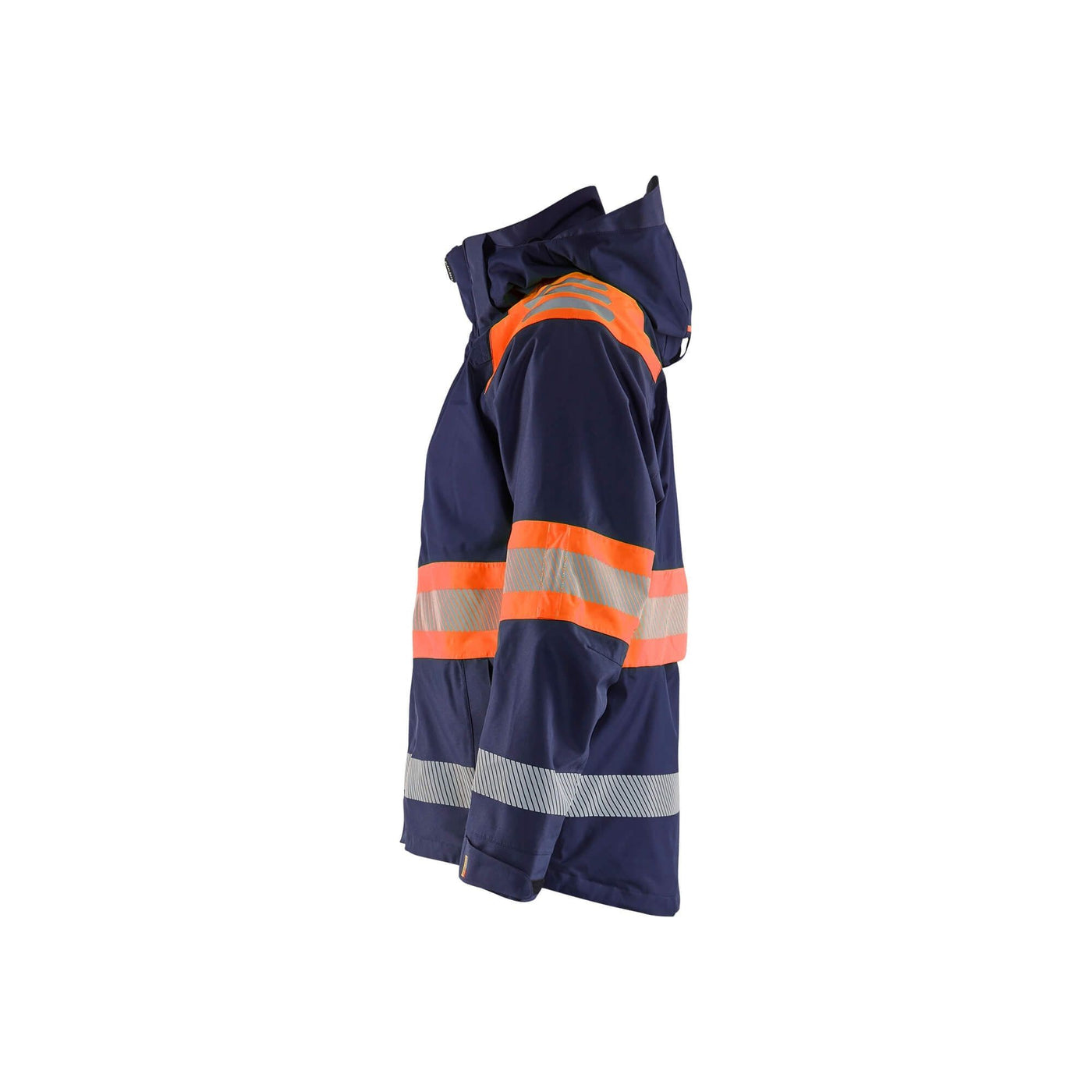 Blaklader 44201977 Shell Jacket Hi-Vis Navy Blue/Orange Left #colour_navy-blue-orange