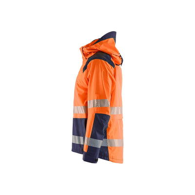 Blaklader 44351987 Shell Jacket Hi-Vis Orange/Navy Blue Left #colour_orange-navy-blue