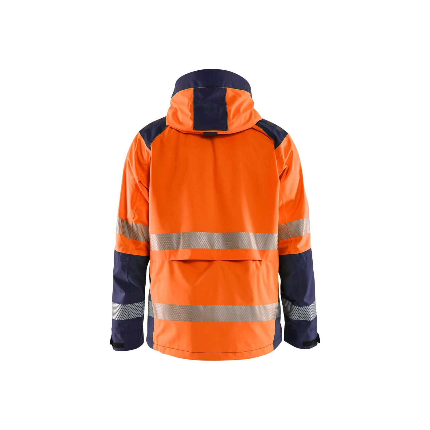 Blaklader 44351987 Shell Jacket Hi-Vis Orange/Navy Blue Rear #colour_orange-navy-blue