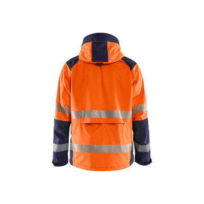 Blaklader 44351987 Shell Jacket Hi-Vis Orange/Navy Blue Rear #colour_orange-navy-blue