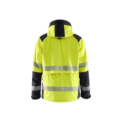 Blaklader 44351987 Shell Jacket Hi-Vis Yellow/Black Rear #colour_yellow-black