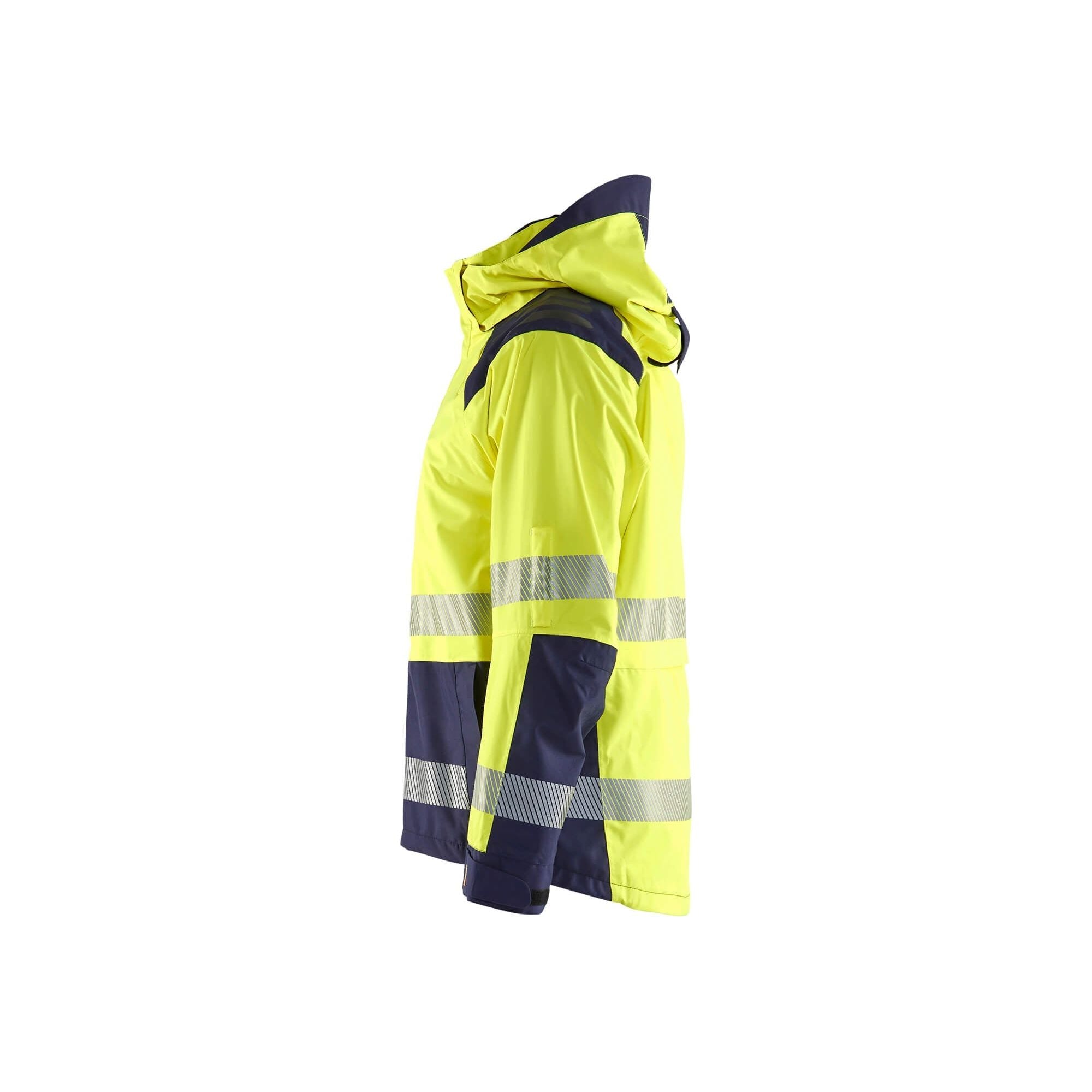 Blaklader 44351987 Shell Jacket Hi-Vis Yellow/Navy Blue Left #colour_yellow-navy-blue