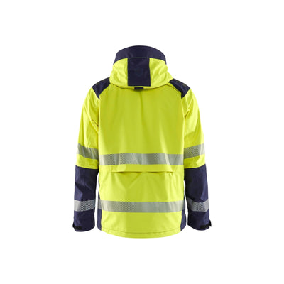 Blaklader 44351987 Shell Jacket Hi-Vis Yellow/Navy Blue Rear #colour_yellow-navy-blue