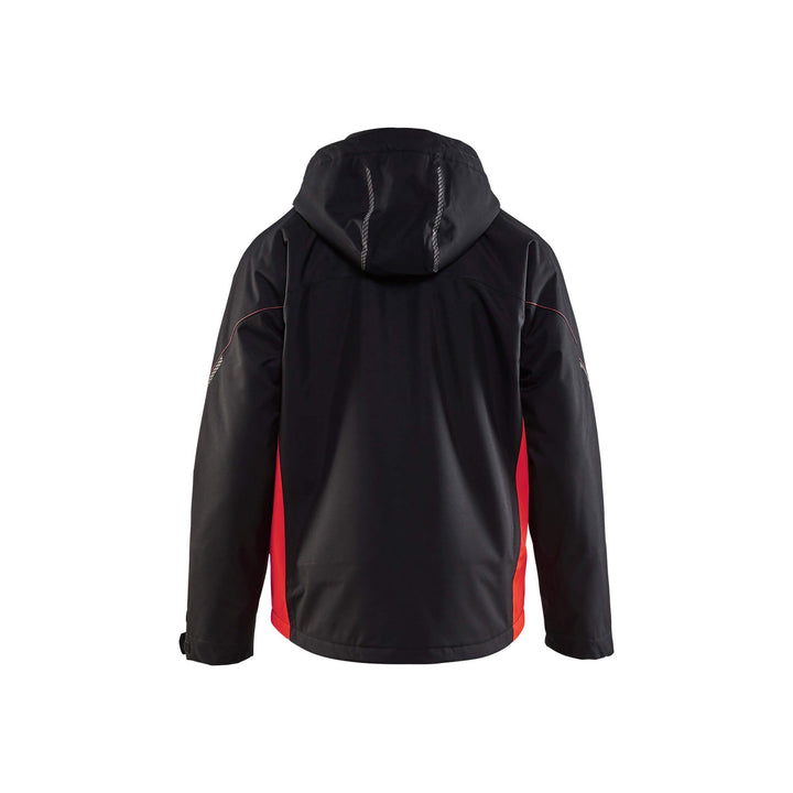 Blaklader 47901977 Shell Jacket Waterproof Windproof Black/Red Rear #colour_black-red