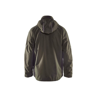Blaklader 47901977 Shell Jacket Waterproof Windproof Dark Olive Green/Black Rear #colour_dark-olive-green-black