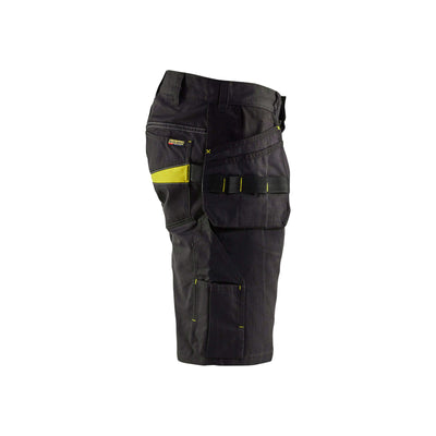 Blaklader 14941330 Shorts Nail Pockets Black/Hi-Vis Yellow Right #colour_black-yellow