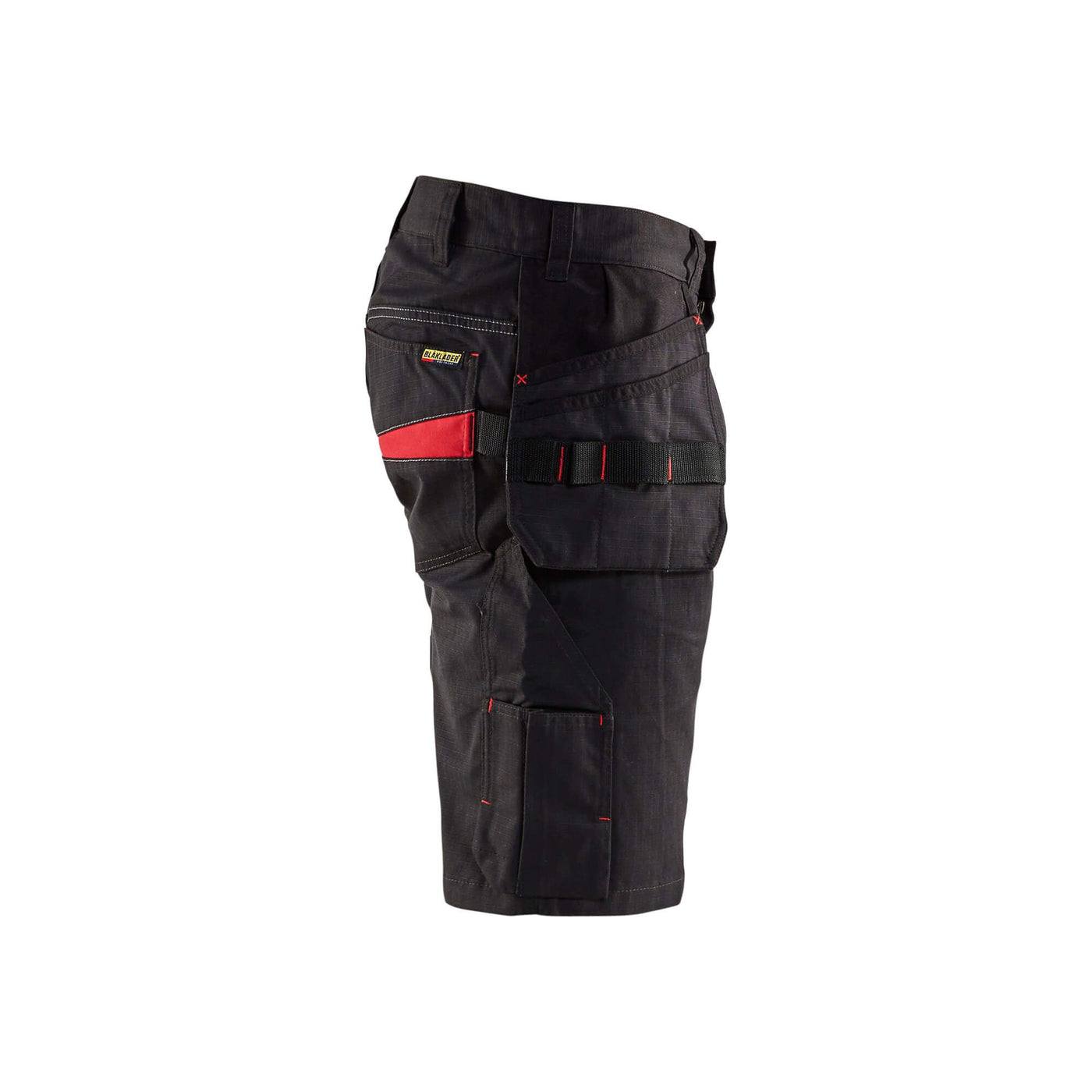 Blaklader 14941330 Shorts Nail Pockets Black/Red Right #colour_black-red