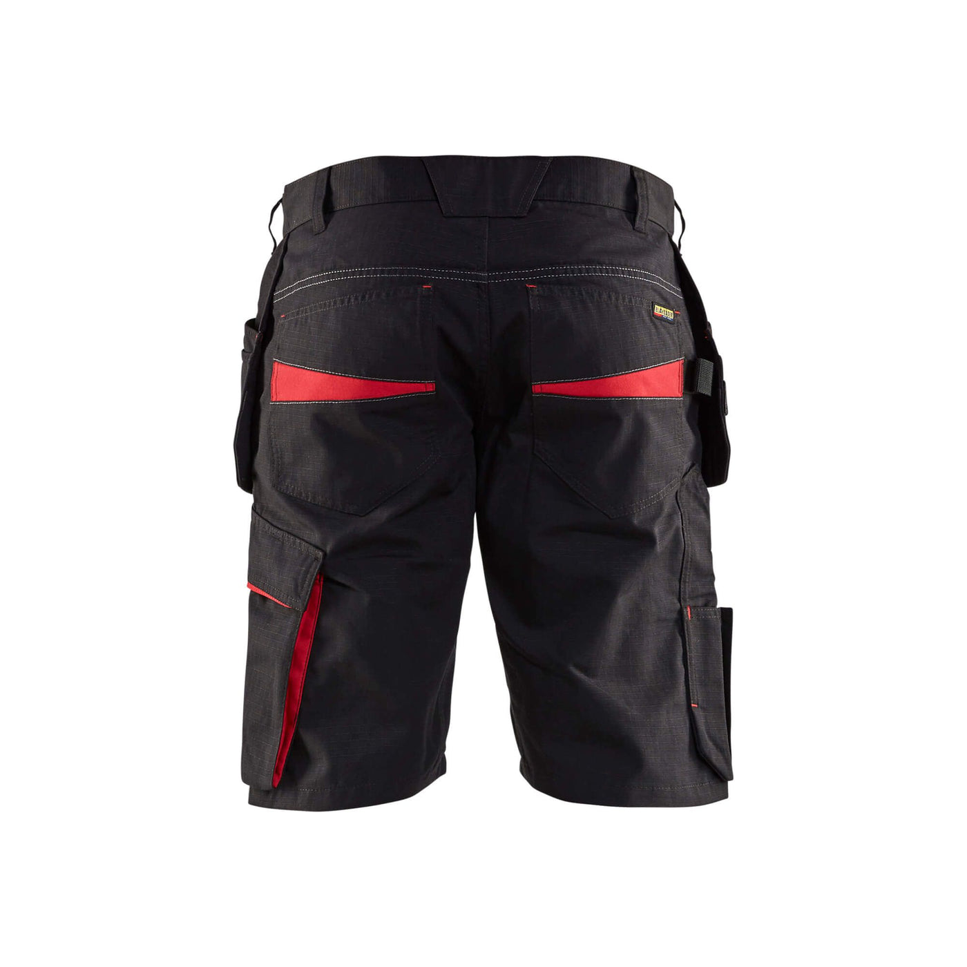 Blaklader 14941330 Shorts Nail Pockets Black/Red Rear #colour_black-red