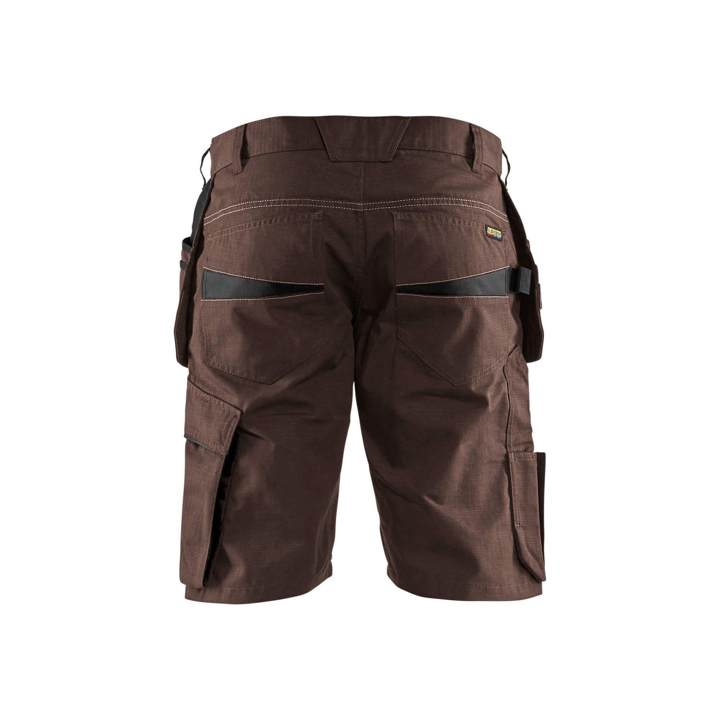 Blaklader 14941330 Shorts Nail Pockets Brown/Black Rear #colour_brown-black