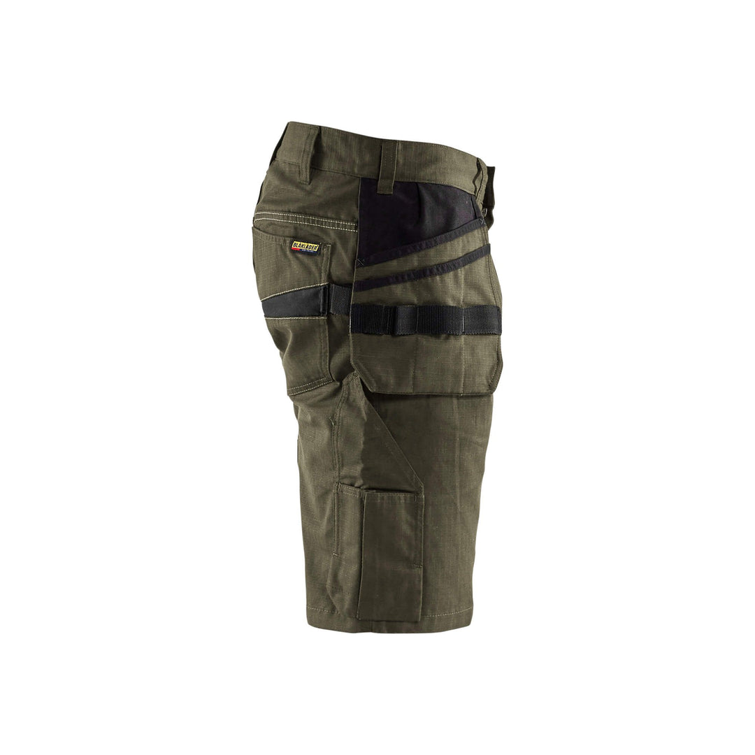 Blaklader 14941330 Shorts Nail Pockets Dark Olive Green/Black Right #colour_dark-olive-green-black