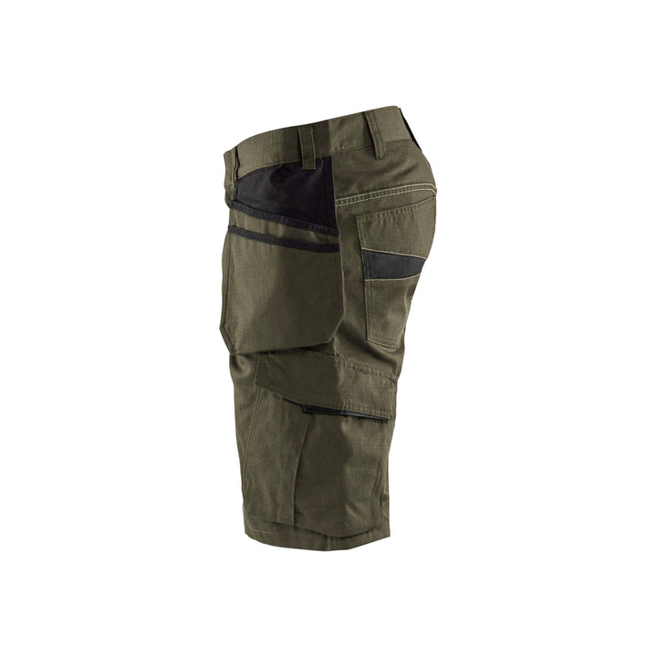 Blaklader 14941330 Shorts Nail Pockets Dark Olive Green/Black Left #colour_dark-olive-green-black