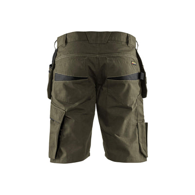 Blaklader 14941330 Shorts Nail Pockets Dark Olive Green/Black Rear #colour_dark-olive-green-black