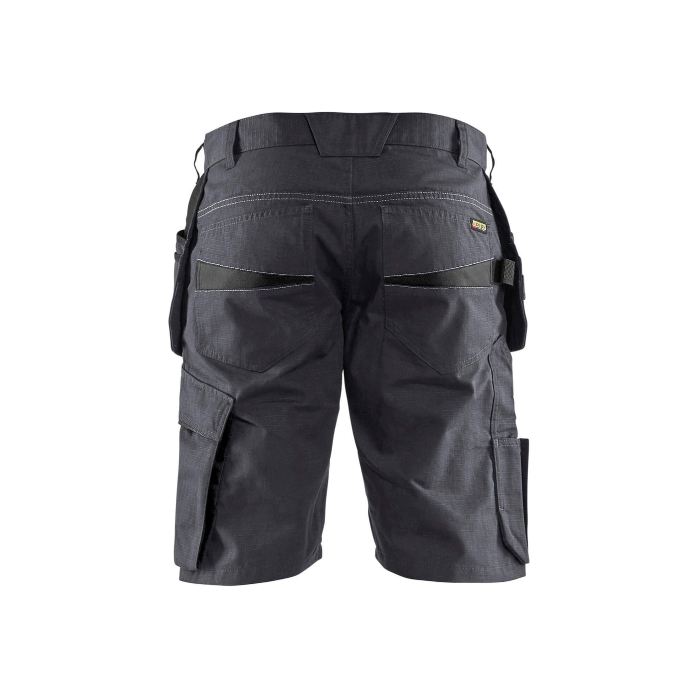 Blaklader 14941330 Shorts Nail Pockets Mid Grey/Black Rear #colour_mid-grey-black