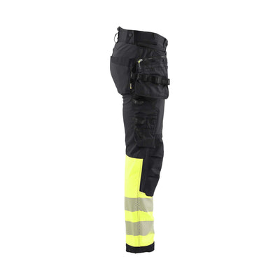 Blaklader 18212513 Softshell Hi-Vis Trousers Black/Hi-Vis Yellow Right #colour_black-hi-vis-yellow