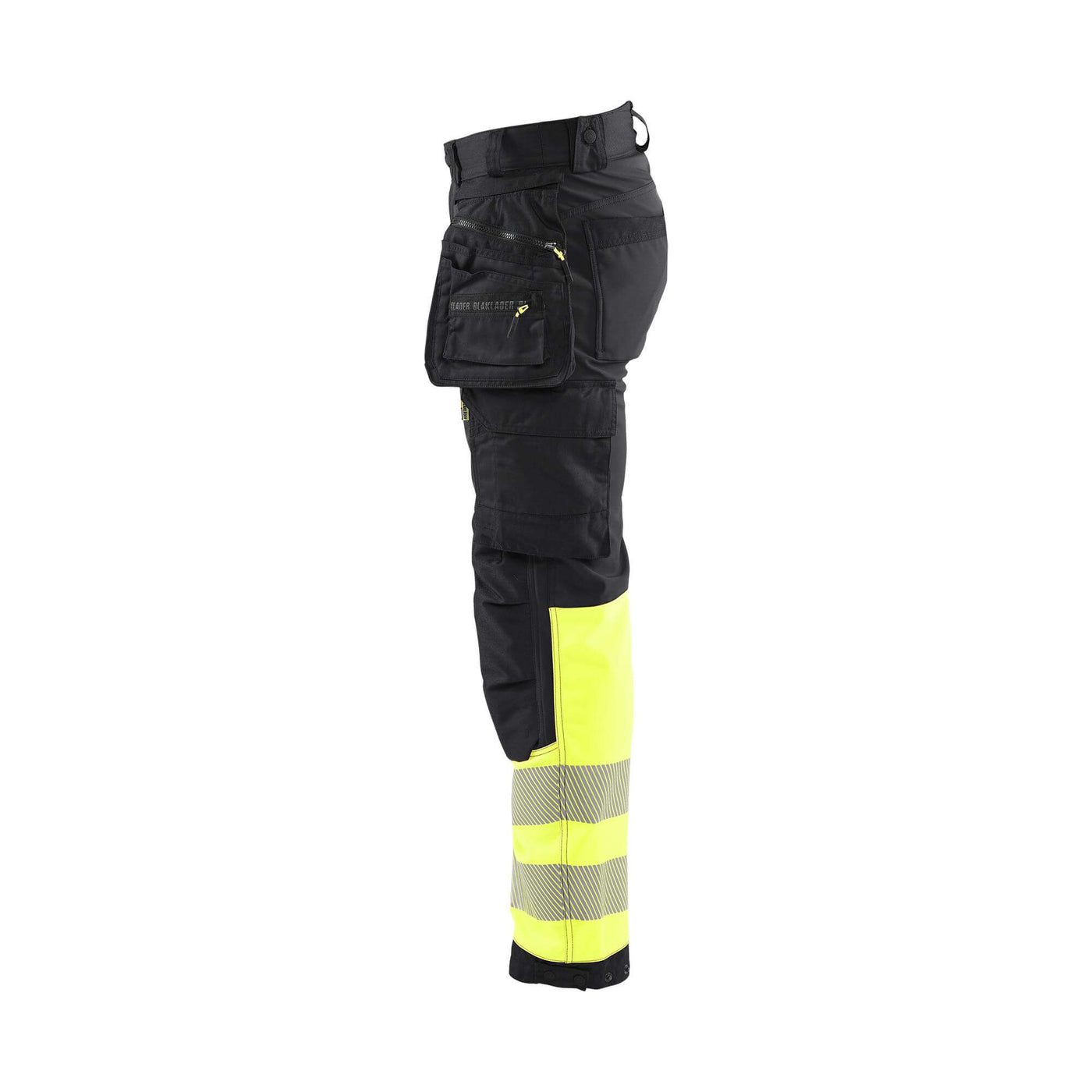 Blaklader 18212513 Softshell Hi-Vis Trousers Black/Hi-Vis Yellow Left #colour_black-hi-vis-yellow