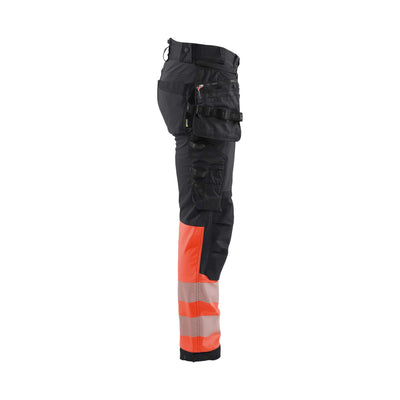Blaklader 18212513 Softshell Hi-Vis Trousers Black/Red Right #colour_black-red