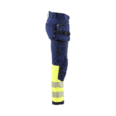 Blaklader 18212513 Softshell Hi-Vis Trousers Navy Blue/Hi-Vis Yellow Right #colour_navy-blue-hi-vis-yellow