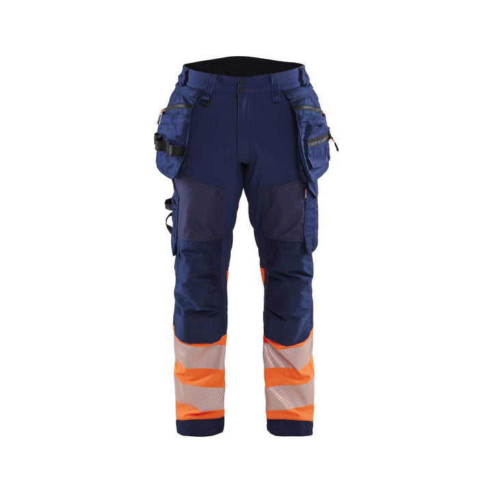 Blaklader 18212513 Softshell Hi-Vis Trousers Navy Blue/Orange Main #colour_navy-blue-orange