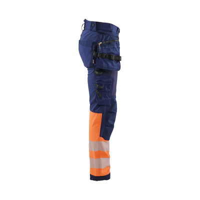 Blaklader 18212513 Softshell Hi-Vis Trousers Navy Blue/Orange Right #colour_navy-blue-orange
