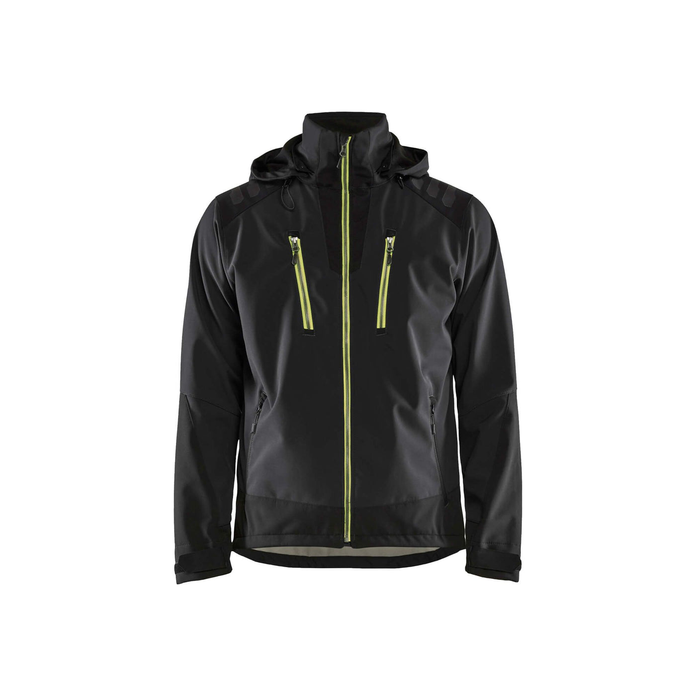 Blaklader 47492513 Softshell Jacket Waterproof Black/Hi-Vis Yellow Main #colour_black-yellow