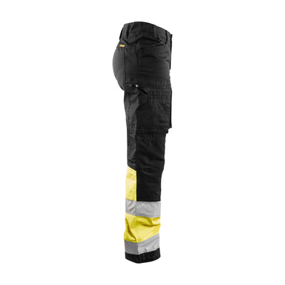 Blaklader 71611811 Stretch Service Trousers Black/Hi-Vis Yellow Right #colour_black-yellow