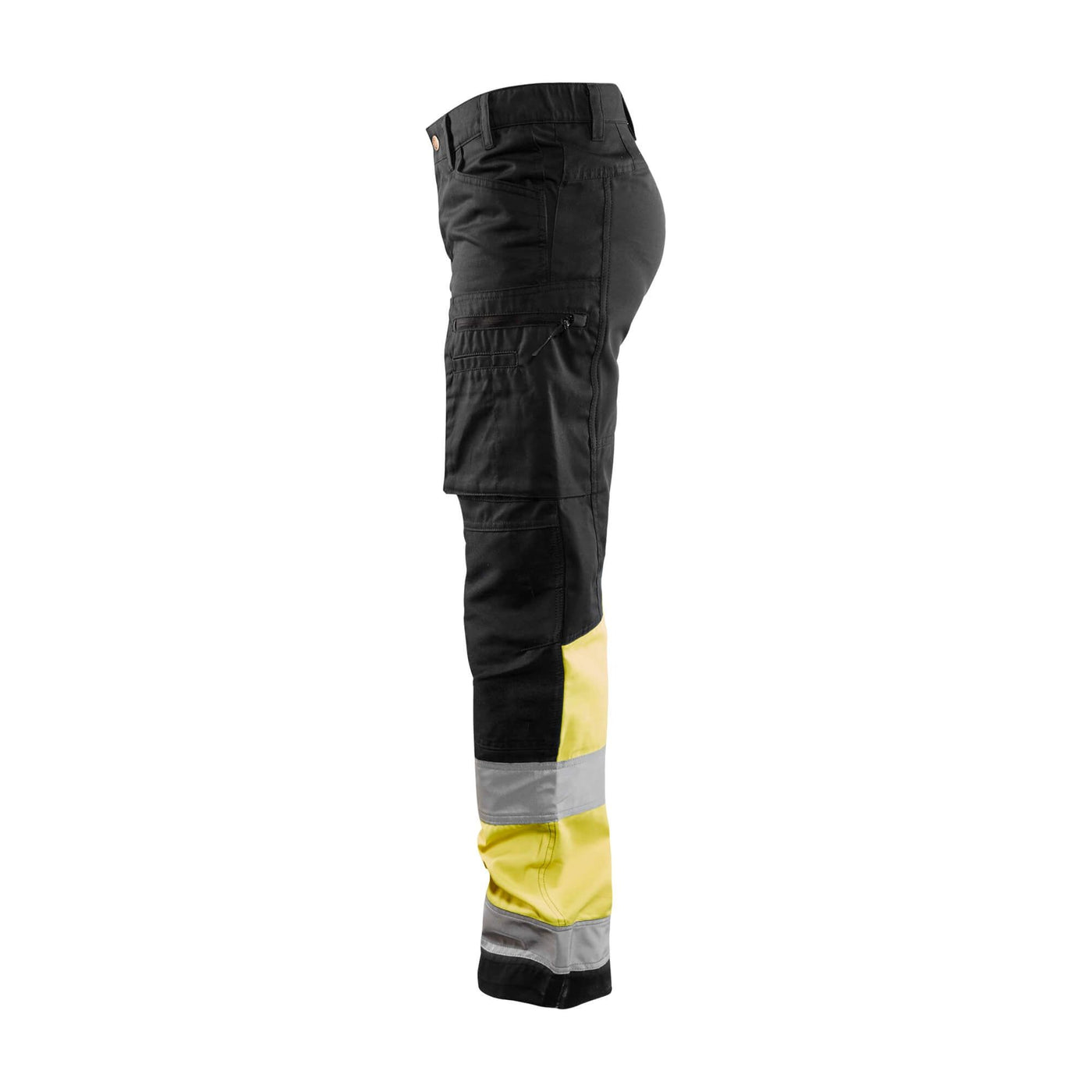 Blaklader 71611811 Stretch Service Trousers Black/Hi-Vis Yellow Left #colour_black-yellow