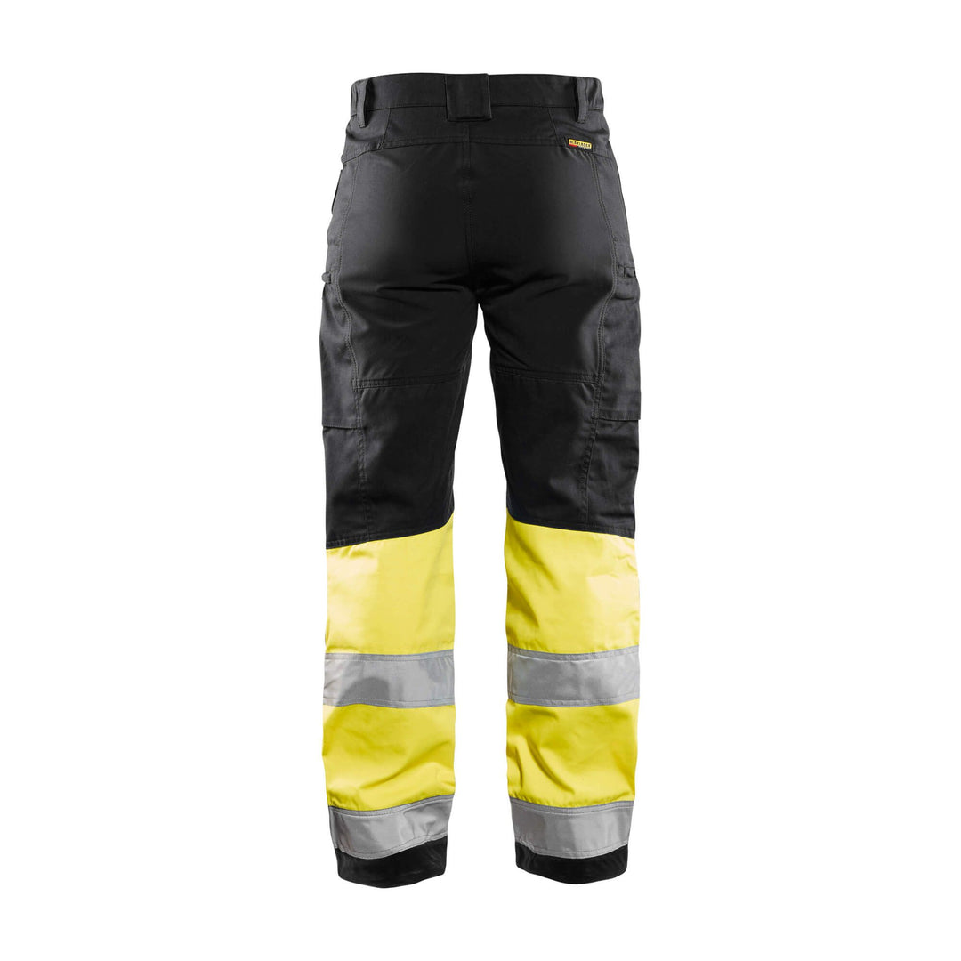 Blaklader 71611811 Stretch Service Trousers Black/Hi-Vis Yellow Rear #colour_black-yellow