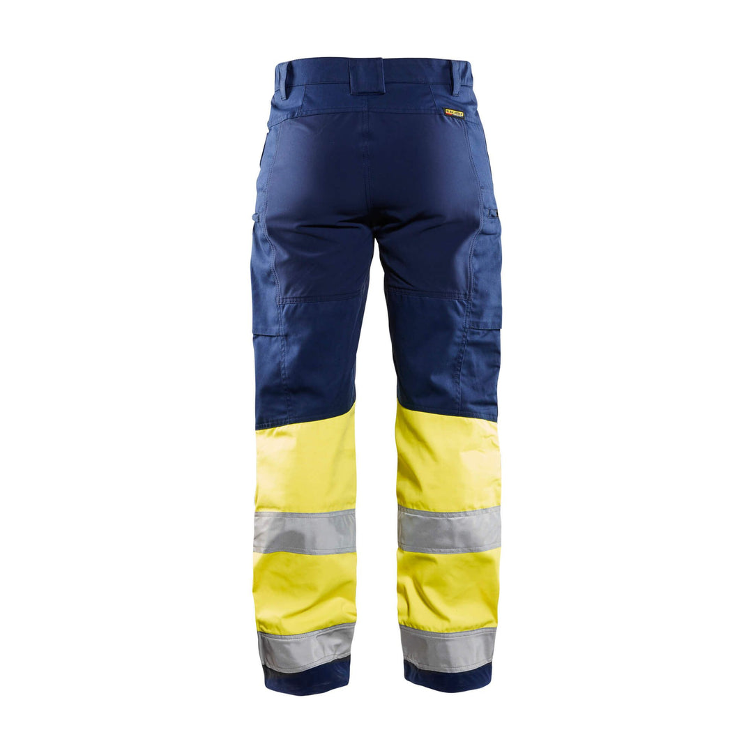 Blaklader 71611811 Stretch Service Trousers Navy Blue/Hi-Vis Yellow Rear