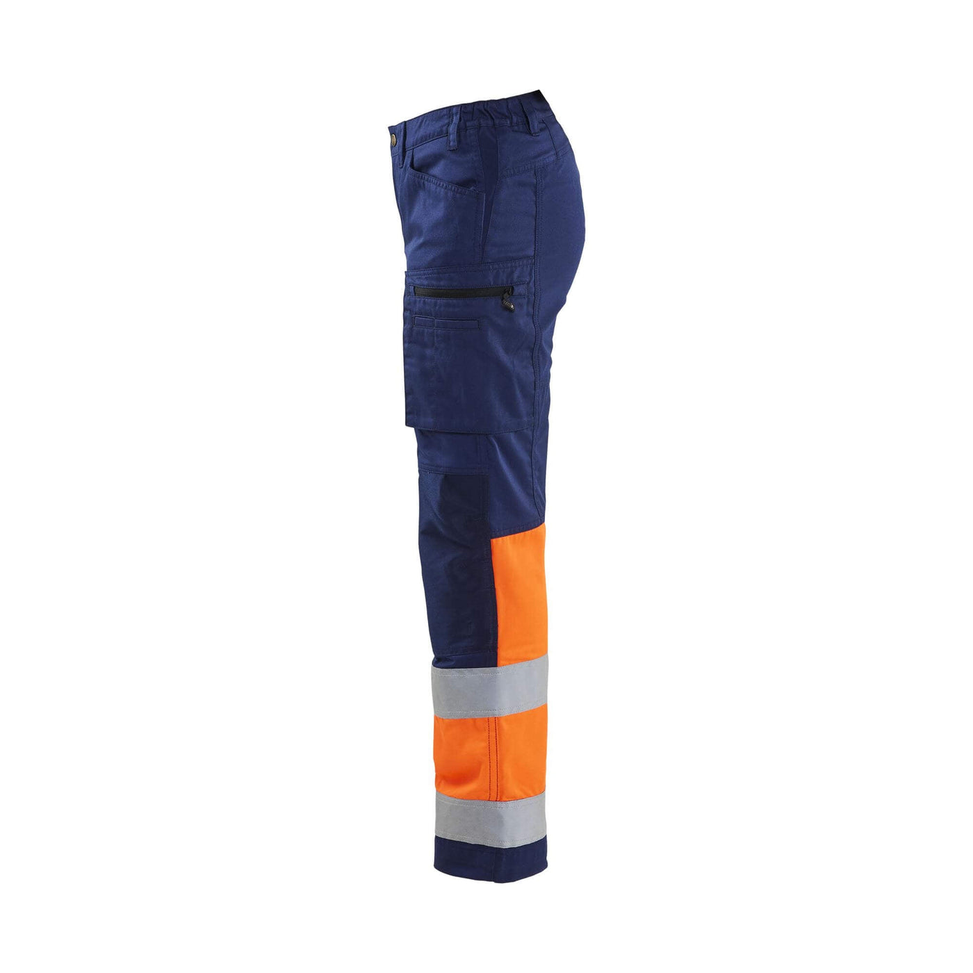 Blaklader 71611811 Stretch Service Trousers Navy Blue/Orange Left #colour_navy-blue-orange