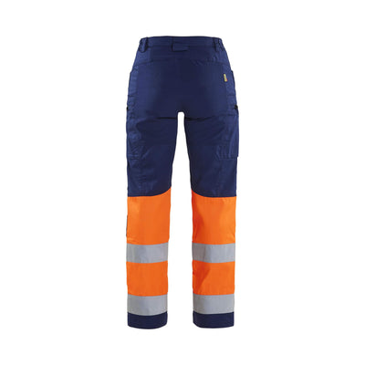 Blaklader 71611811 Stretch Service Trousers Navy Blue/Orange Rear #colour_navy-blue-orange