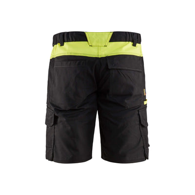 Blaklader 14461832 Stretch Shorts Industry Black/Hi-Vis Yellow Rear #colour_black-yellow