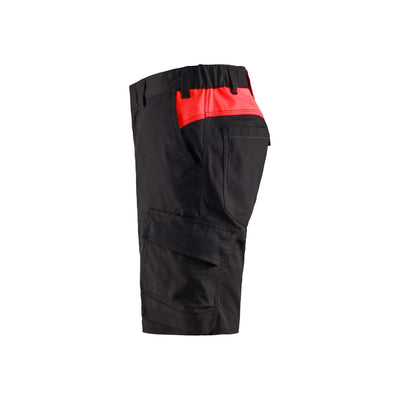 Blaklader 14461832 Stretch Shorts Industry Black/Red Left #colour_black-red