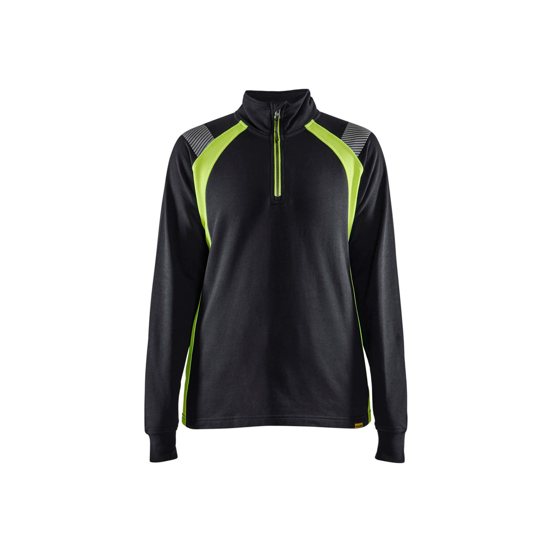 Blaklader Sweater Half-Zip Women Black/Hi-Vis Yellow Main #colour_black-hi-vis-yellow