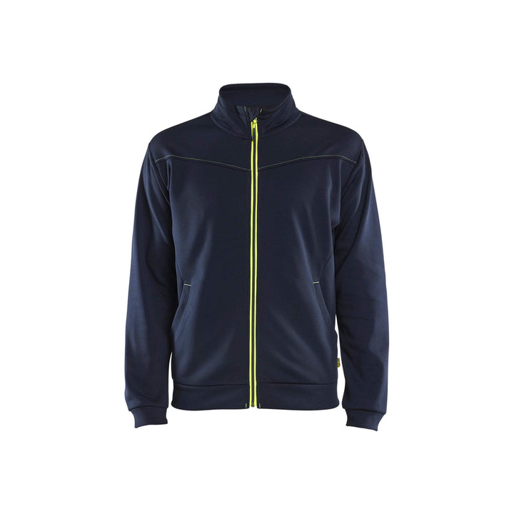 Blaklader 33622526 Sweatshirt Full Zip Dark Navy Blue/Hi-Vis Yellow Main #colour_dark-navy-yellow