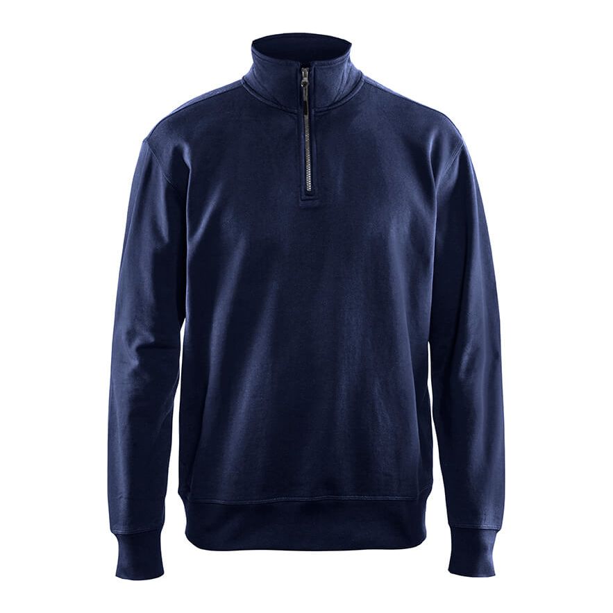 Blaklader 33691158 Sweatshirt Half Zip Navy Blue Main #colour_navy-blue