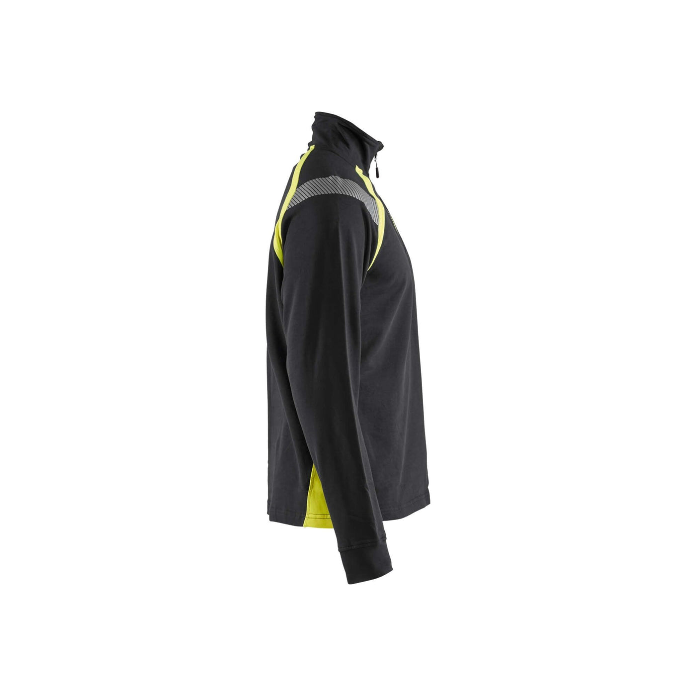 Blaklader 34321158 Sweatshirt Half Zip Black/Hi-Vis Yellow Right #colour_black-yellow
