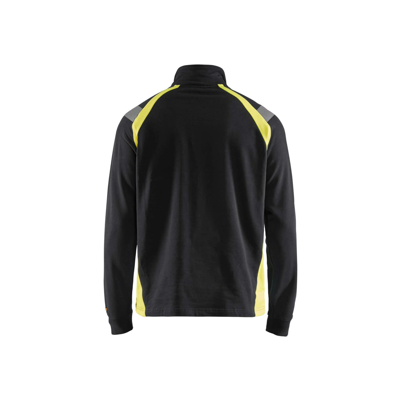 Blaklader 34321158 Sweatshirt Half Zip Black/Hi-Vis Yellow Rear #colour_black-yellow
