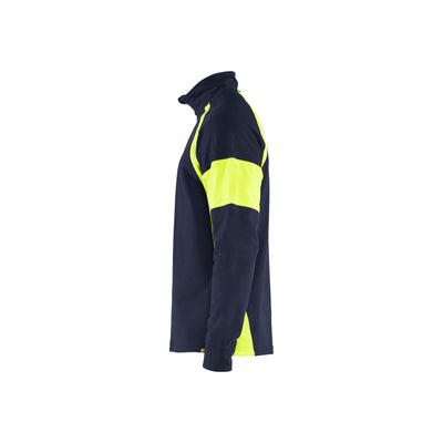 Blaklader 35501158 Sweatshirt Hi-Vis Panels Navy Blue/Hi-Vis Yellow Left #colour_navy-blue-yellow