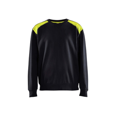Blaklader Sweatshirt Round Neck Black/Hi-Vis Yellow Main #colour_black-hi-vis-yellow