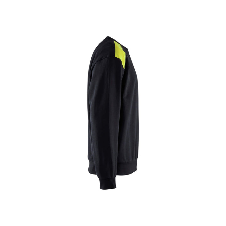 Blaklader Sweatshirt Round Neck Black/Hi-Vis Yellow Right #colour_black-hi-vis-yellow