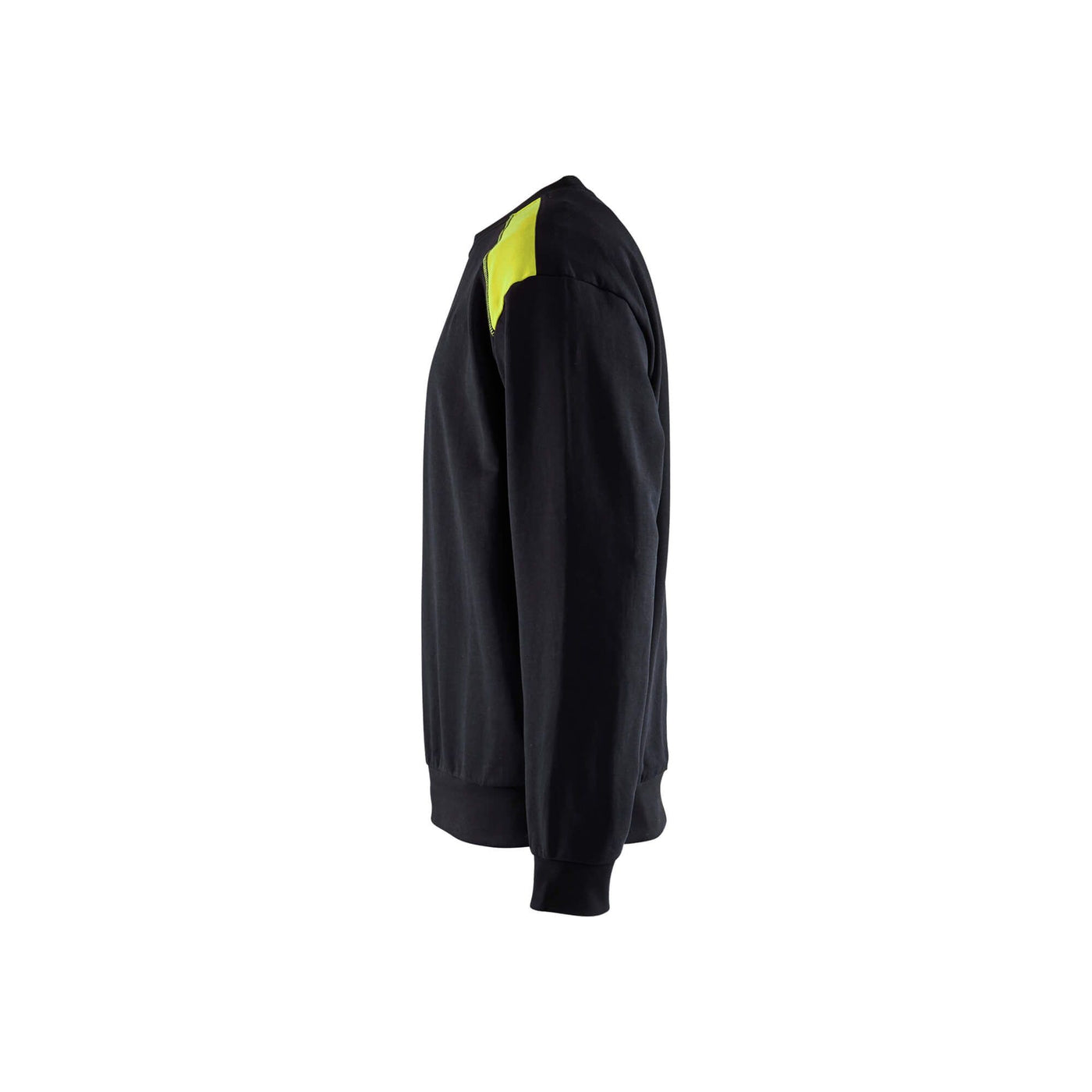 Blaklader Sweatshirt Round Neck Black/Hi-Vis Yellow Left #colour_black-hi-vis-yellow
