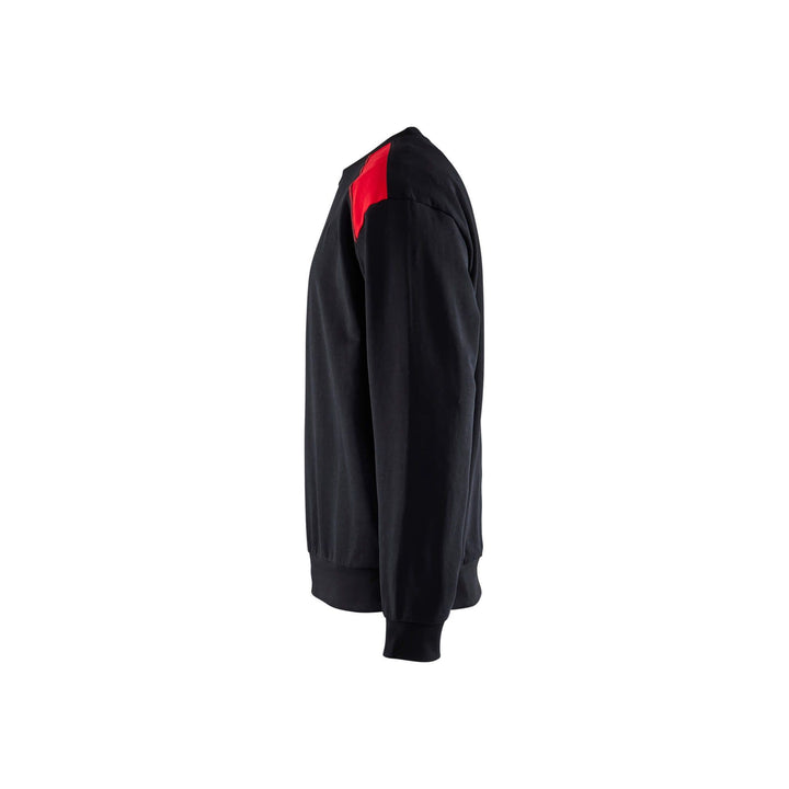 Blaklader Sweatshirt Round Neck Black/Red Left #colour_black-red