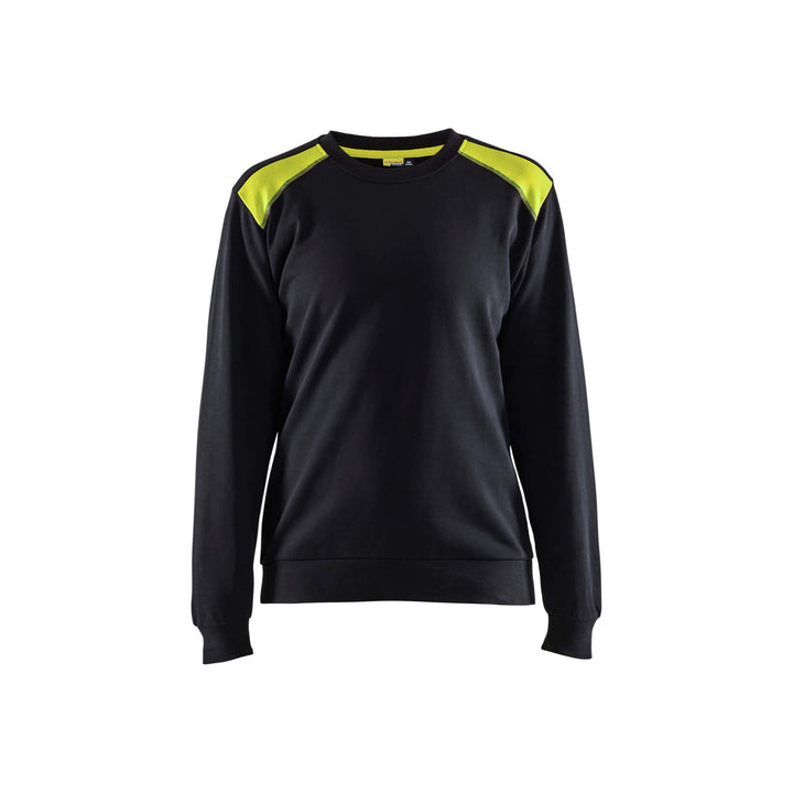 Blaklader Sweatshirt Round Neck Womens Black/Hi-Vis Yellow Main #colour_black-hi-vis-yellow