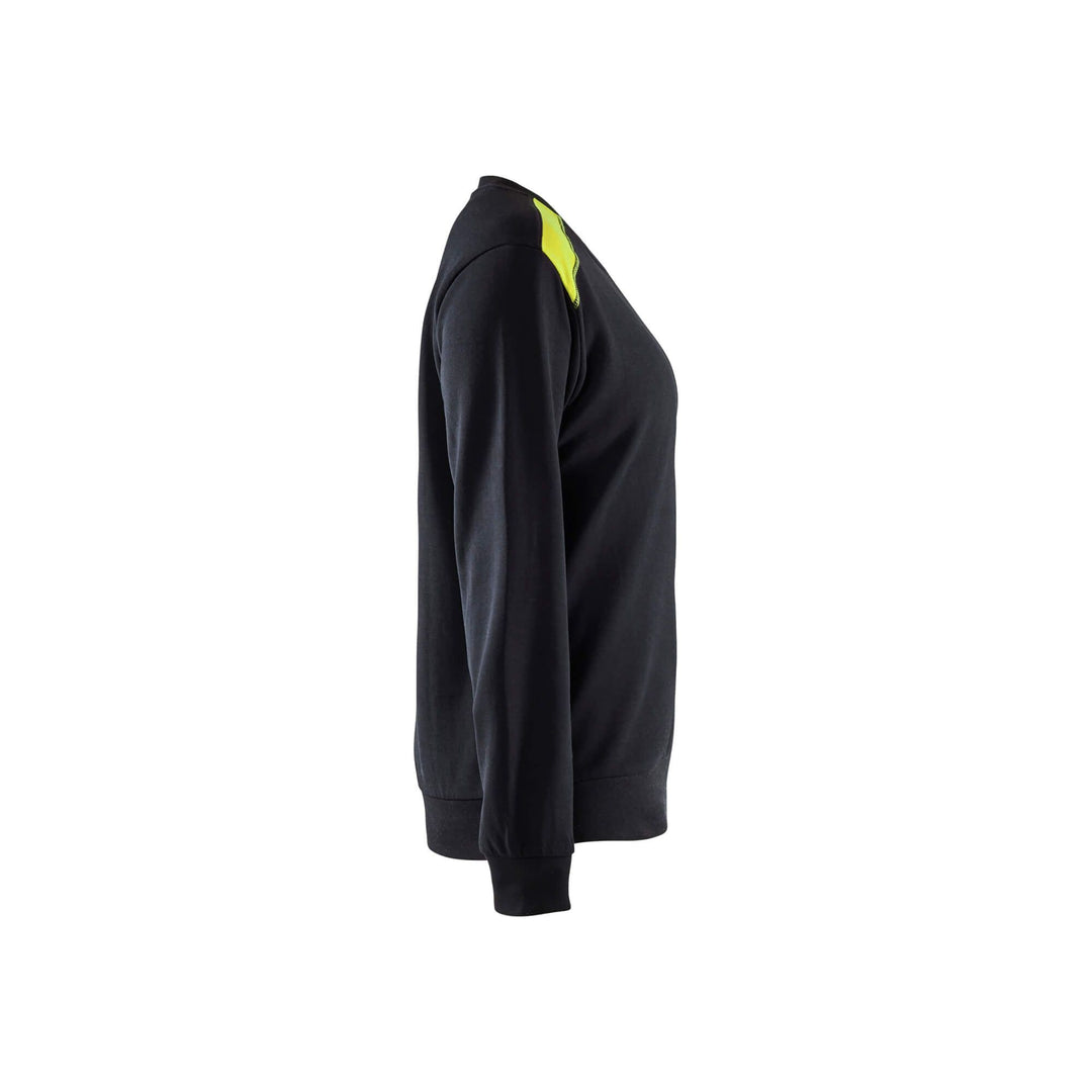 Blaklader Sweatshirt Round Neck Womens Black/Hi-Vis Yellow Right #colour_black-hi-vis-yellow