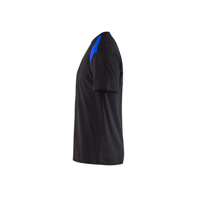 Blaklader 33791042 T-Shirt 2-Tone Cotton Black/Cornflower Blue Left #colour_black-cornflower-blue