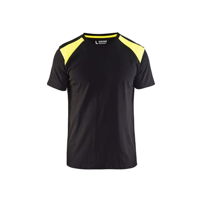 Blaklader 33791042 T-Shirt 2-Tone Cotton Black/Hi-Vis Yellow Main #colour_black-hi-vis-yellow