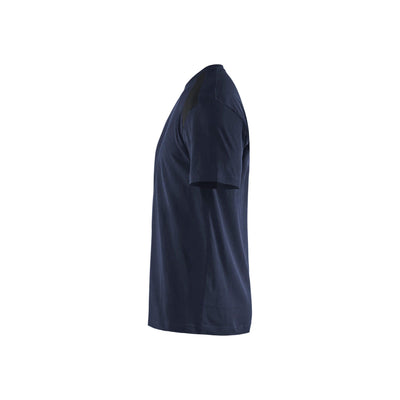 Blaklader 33791042 T-Shirt 2-Tone Cotton Dark Navy Blue/Black Left #colour_dark-navy-blue-black