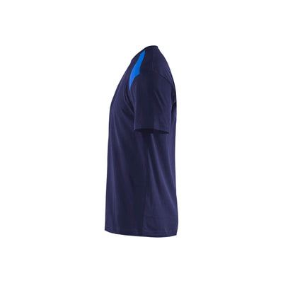 Blaklader 33791042 T-Shirt 2-Tone Cotton Navy Blue/Corn Blue Left #colour_navy-blue-corn-blue