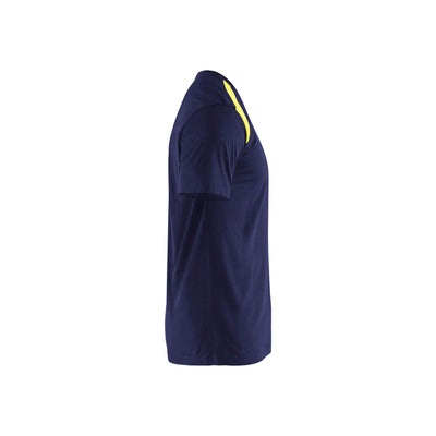 Blaklader 33791042 T-Shirt 2-Tone Cotton Navy Blue/Hi-Vis Yellow Right #colour_navy-blue-hi-vis-yellow
