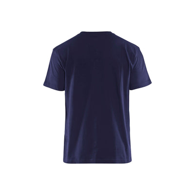 Blaklader 33791042 T-Shirt 2-Tone Cotton Navy Blue/Hi-Vis Yellow Rear #colour_navy-blue-hi-vis-yellow